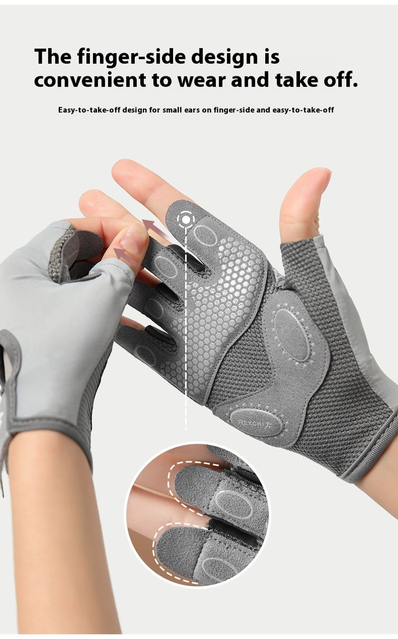 Sports Riding Half Finger Bike Wear resistant and Anti slip Silicone Shock Absorbing Fiess Gloves_voghion.com