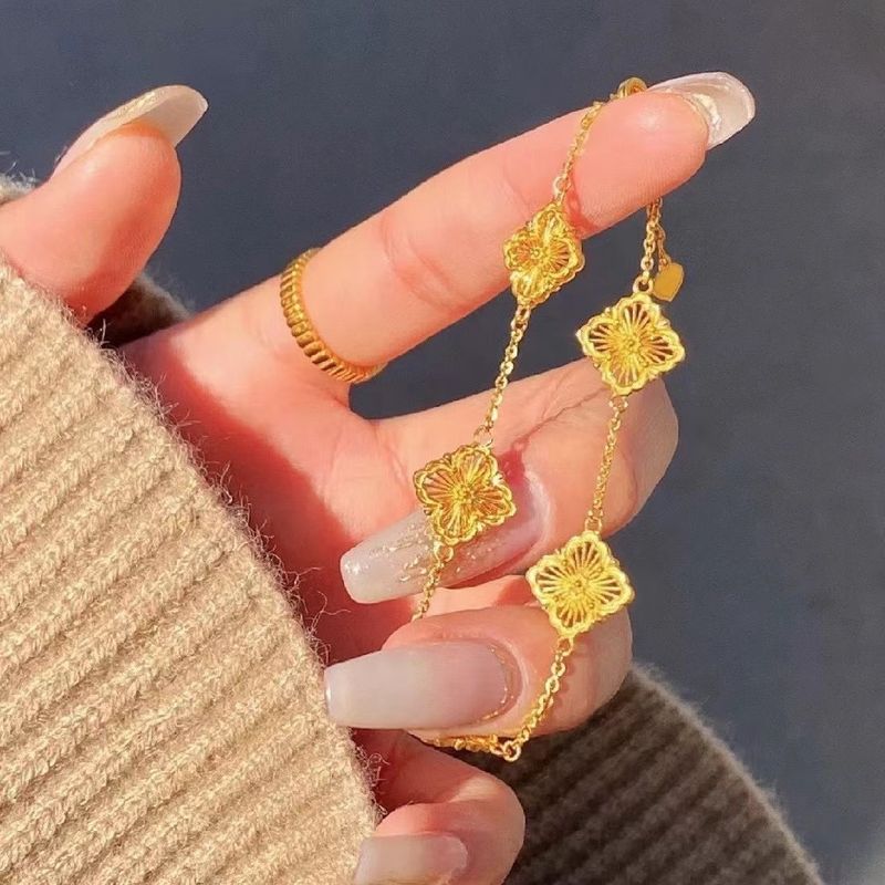 Gold Shop With Clover Bracelet Women's Gold-plated Fashion Light Silk Four-leaf Wer Jewelry_voghion.com