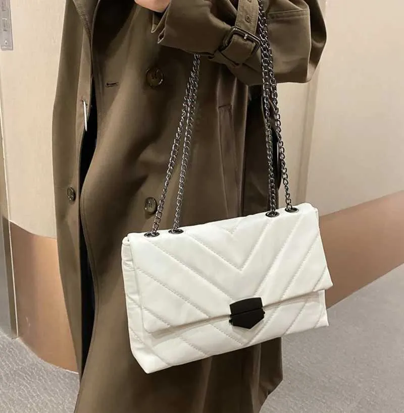 Ketten Schulter Frauen PU Leder Achselhöhle Mode Messenger Kleine Klappe Umhängetasche Dame Einkaufstasche femmeC241103_voghion.com