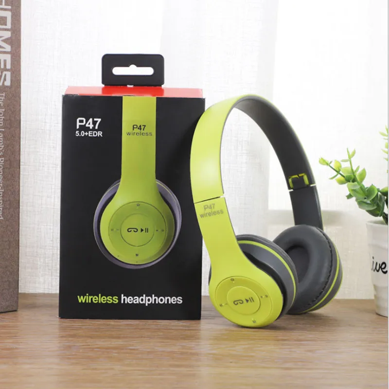 P47 Wireless Earphones Stereo 5.0 Bluetooth Headsets Foldable Gaming Earphone Bass Animation Showing Support TF FM Card_voghion.com
