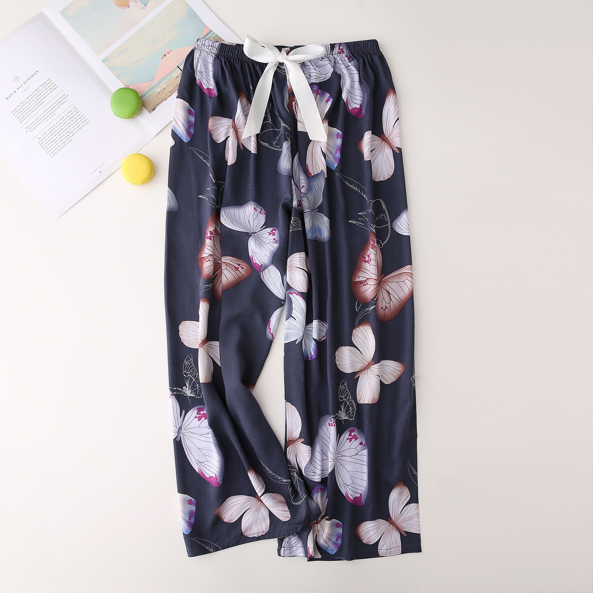 Nachtwäsche für Damen Seidenpyjamahosen für Damen, dünn, große Hosen mit weitem Bein, können draußen getragen werden, Damen-Einzelhosen_voghion.com