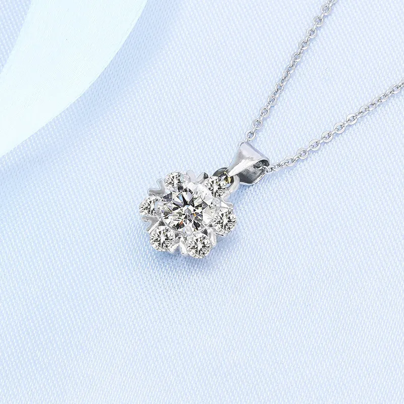 Colares com pingentes genuínos em prata esterlina com padrão de floco de neve colar feminino estilo coreano acessório de joias finas_voghion.com