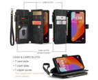 CaseMe C30 For 16 Pro Max Vintage Leather Folio Zipper Wallet Case With Magnetic Closure And 7 Card Slots (Red)_voghion.com