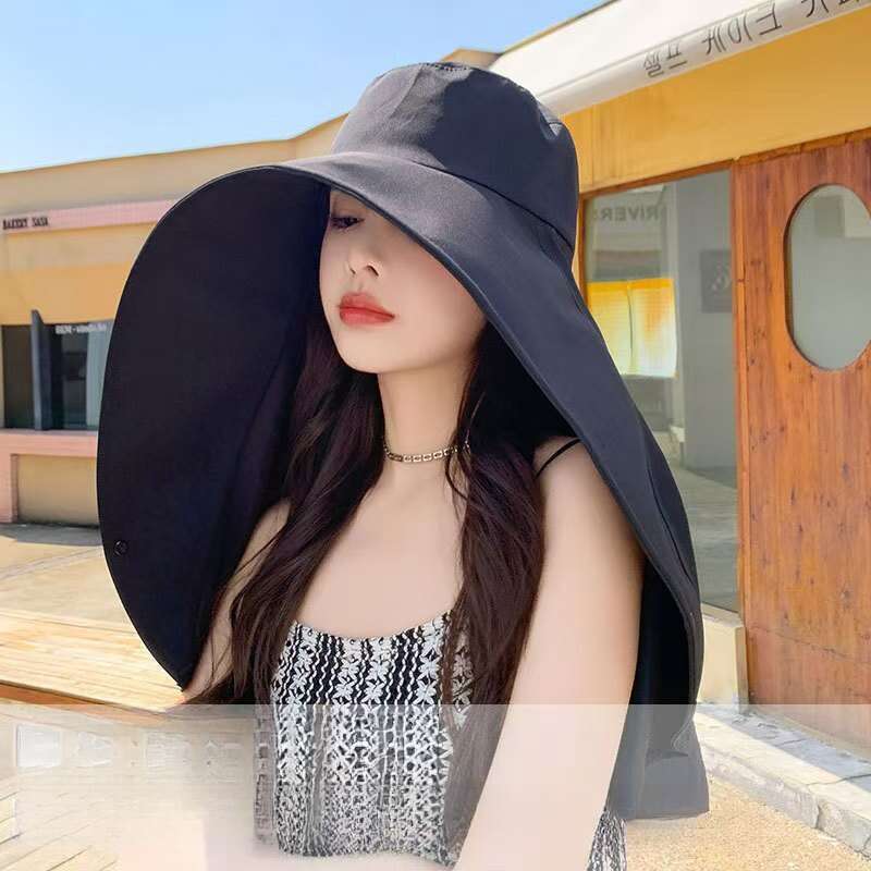 Cappello da pescatore con protezione solare UV, con collo largo a tesa larga, per tutte le occasioni estive, con coda di cavallo che perde_voghion.com