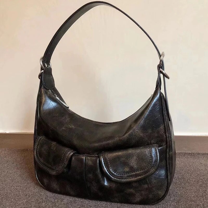 Ladies Solid Color Shoulder All-match Simple Multifunction Handbags Large Capacity Underarm Bags for Women Hobo Purse_voghion.com