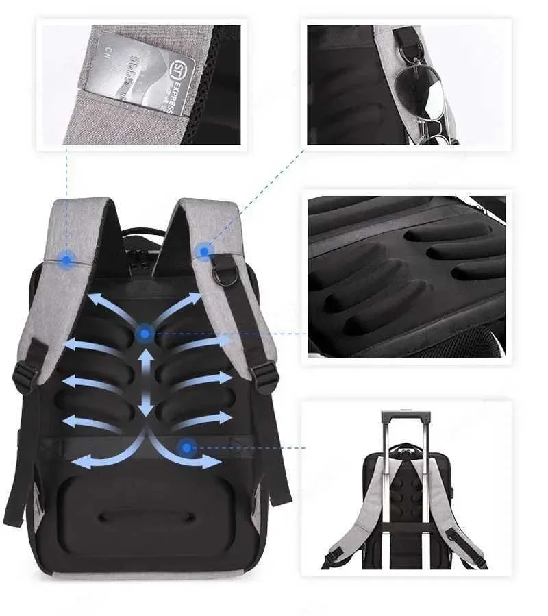 Sacs à dos d'école antivol et étanches avec chargement USB, sac à dos pour ordinateur portable de voyage à coque rigide, sac à dos pour ordinateur 17 pouces C241107_voghion.com