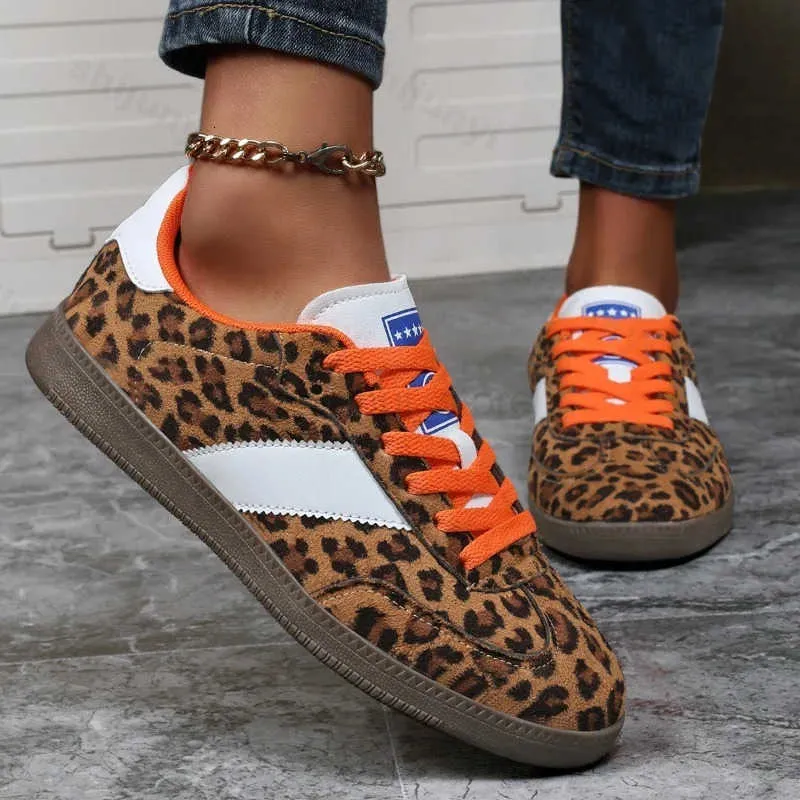 Leopard Print Women Outdoor Classic Retro Trainers Walking Sneakers Fashion Free Shipping New Lace Up Non-Slip Casual_voghion.com