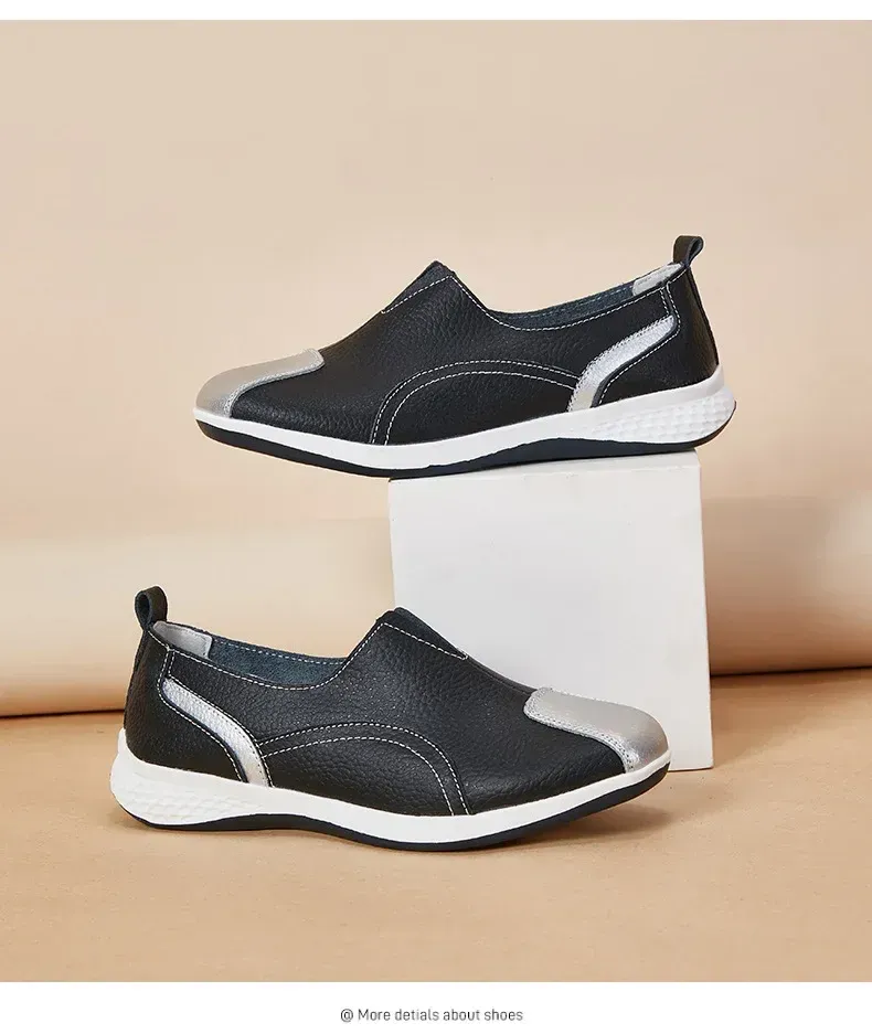 Genuine Leather Women 2024 Spring Autumn Slip-on Casual Flats Woman Fashion Loafer Ladies Shoes atos Mujer_voghion.com