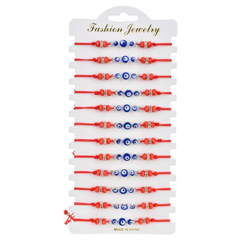 Braccialetti turchia malocchio blu moda regolabile perline di cristallo intrecciato corda braccialetto con ciondolo braccialetti per donne uomini_voghion.com