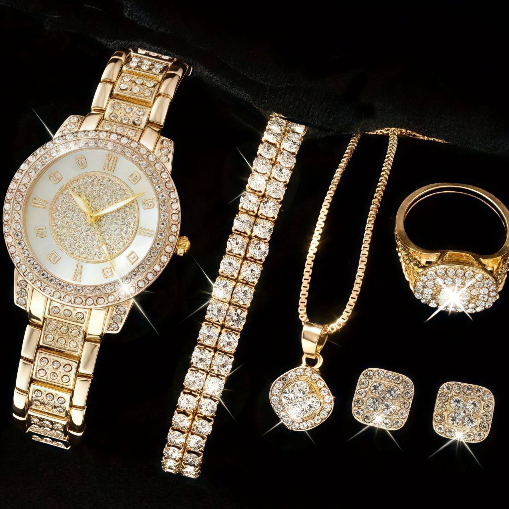 Elegant Diamond-Studded Treasure Pot Women's Watch Set - Fashionable Quartz Timepiece With Jewelry Clasp - Stylish Accessory For Everyday Wear​_voghion.com