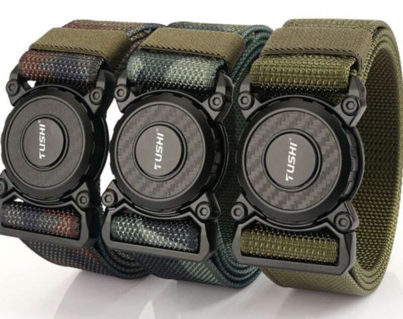 【 1440 People Collection 】 Outdoor Sports Automatic Quick Release Plug-in Buckle Tactical Waist Men's Elastic Canvas_voghion.com