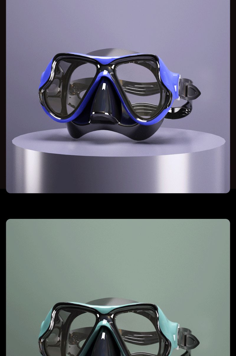 Hd tempered glass diving goggles Full dry shallow mask snorkel set_voghion.com