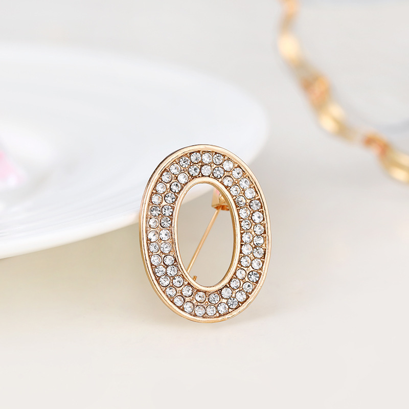 Spilla versatile con lettere inglesi in strass, stemma con fiore sul petto, luce antiscivolo, alla moda per uomo e donna_voghion.com