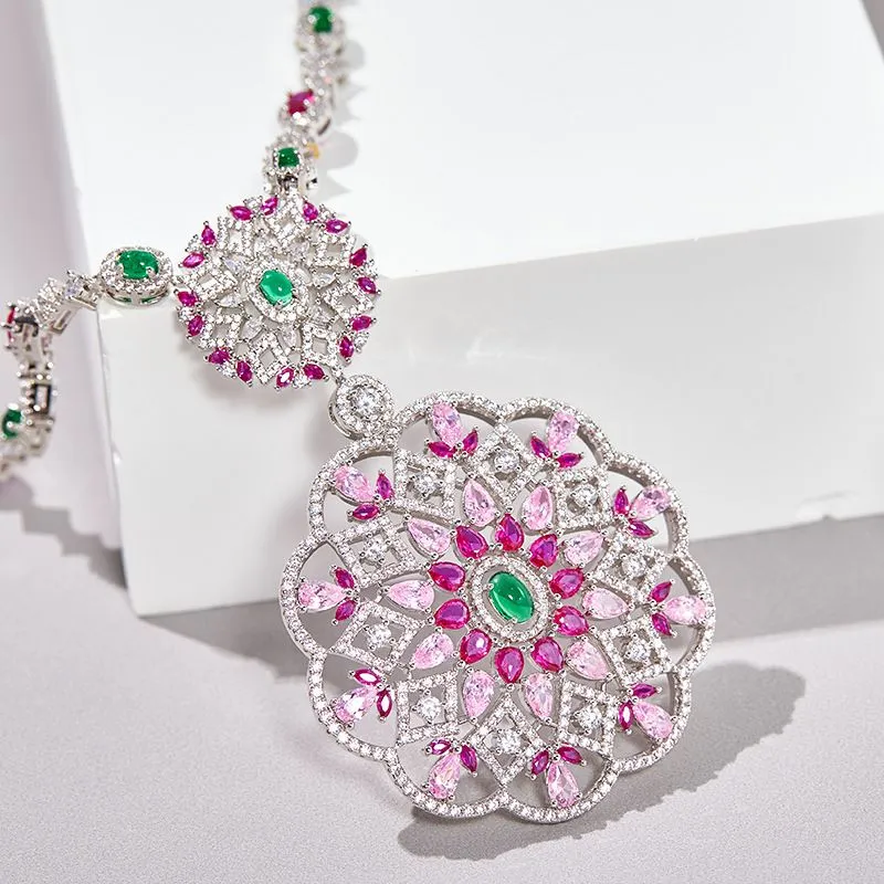 Orecchini pendenti con fiori di cristallo alla moda, collana girocollo, gioielli da sposa, regalo_voghion.com