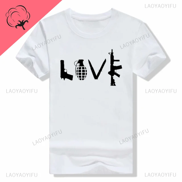 Camisetas de moda de manga corta de algodón Love Guns AK-47 AK47 AK 47 para hombre, camiseta negra, camiseta informal genial con orgullo para hombre_voghion.com