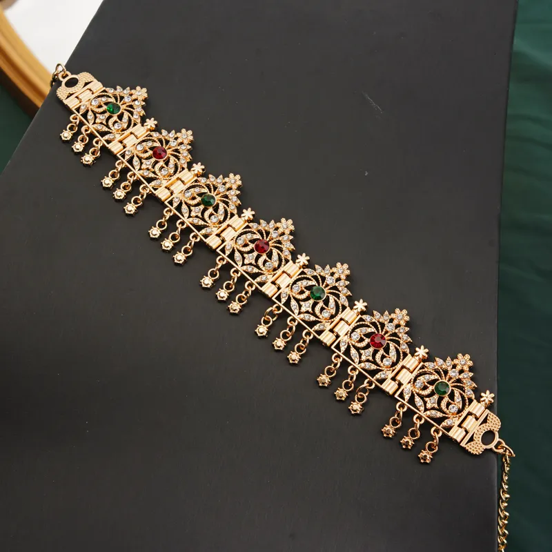 Algerien Hochzeit Schmuck Haar Gold Farbe Kristall Quaste Stirnband Stirn Kette Krone Frauen Geschenke Tiara Bands_voghion.com