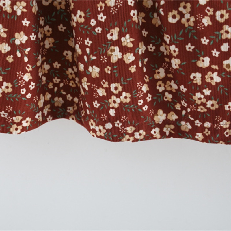 Abito floreale autunnale con maniche lunghe per bambina in pizzo stile coreano_voghion.com