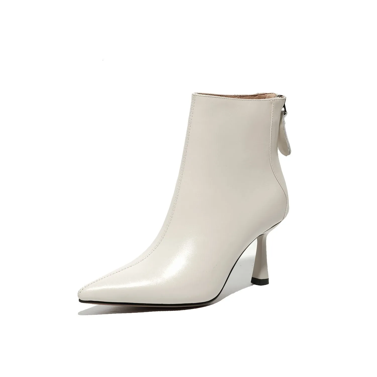 Krazing Pot Big Size 42 Cow Leather Pointed Toe High Heels Chic Design Concise Winter Spring Shoe Dress Warm Wedding_voghion.com