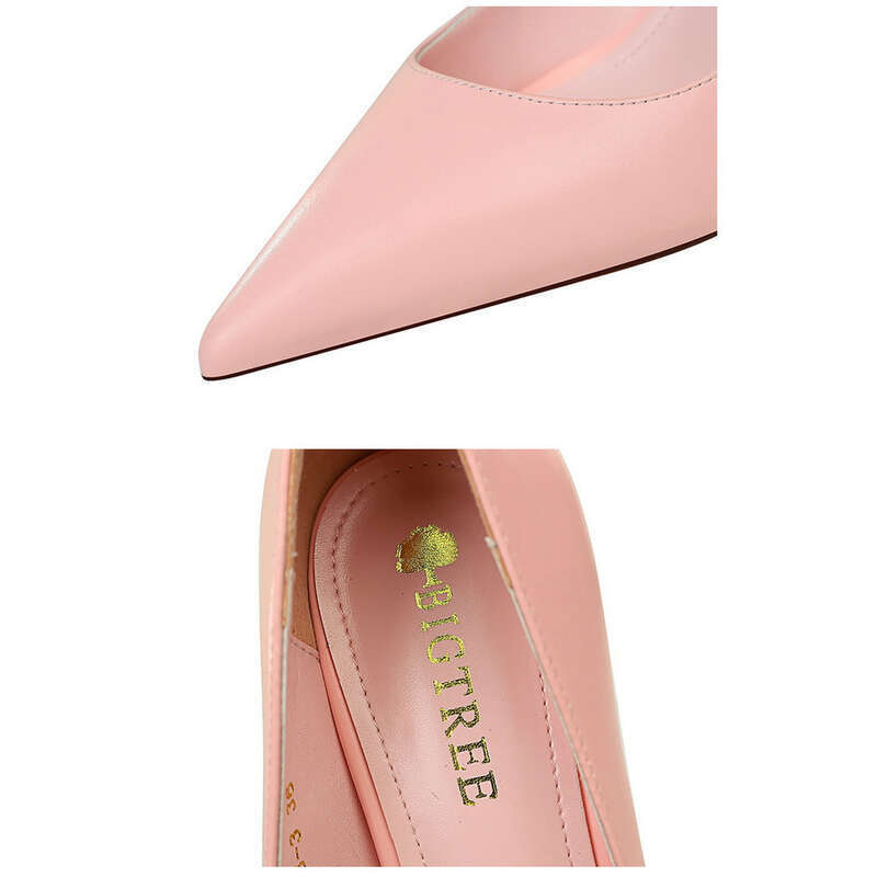 9511-A17 Korean Fashion Simple Versatile S Thin High Heel Shallow Mouth Pointed Professional OL Slim Women's Single_vogvips.com