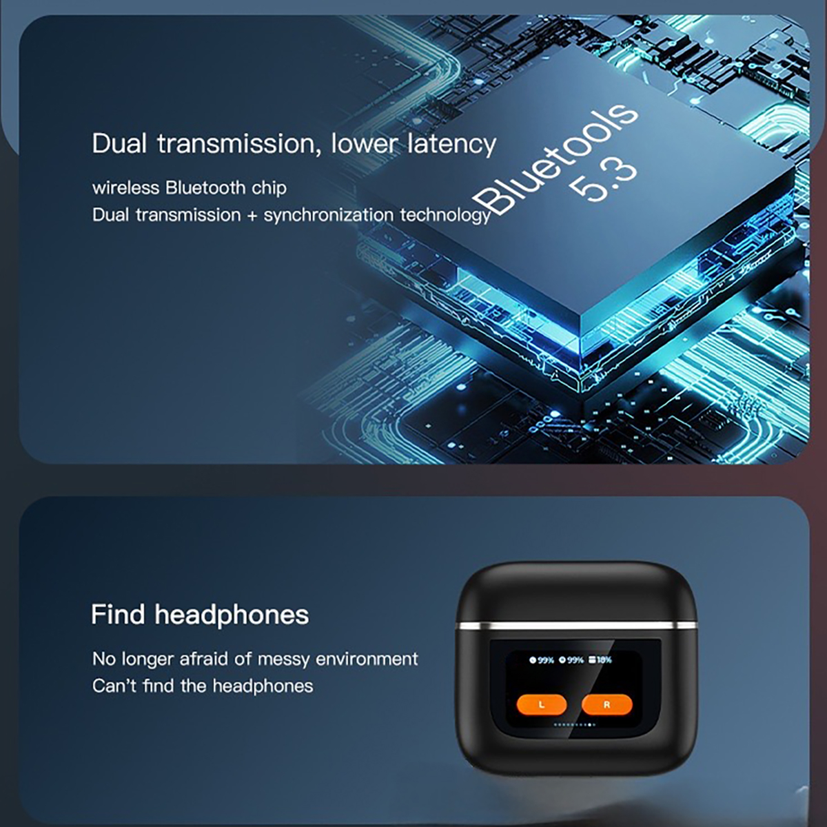 TWS Smart Touch Screen Earbuds Wireless Bluetooth Headphones Headset With Mic Stereo_voghion.com