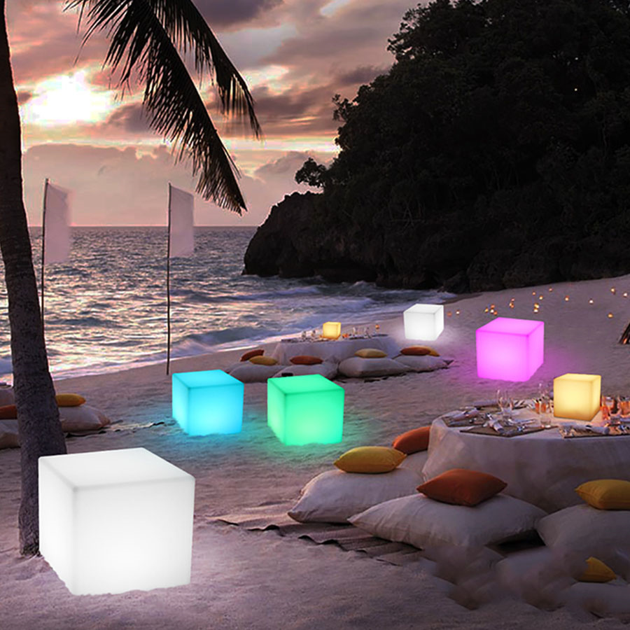 Thrisdar 30CM 40CM Led illuminato Mobili Bar LED Cubo Sedile Sedia Luce notturna Sgabelli da bar per esterni Lampade da tavolo in plastica_voghion.com
