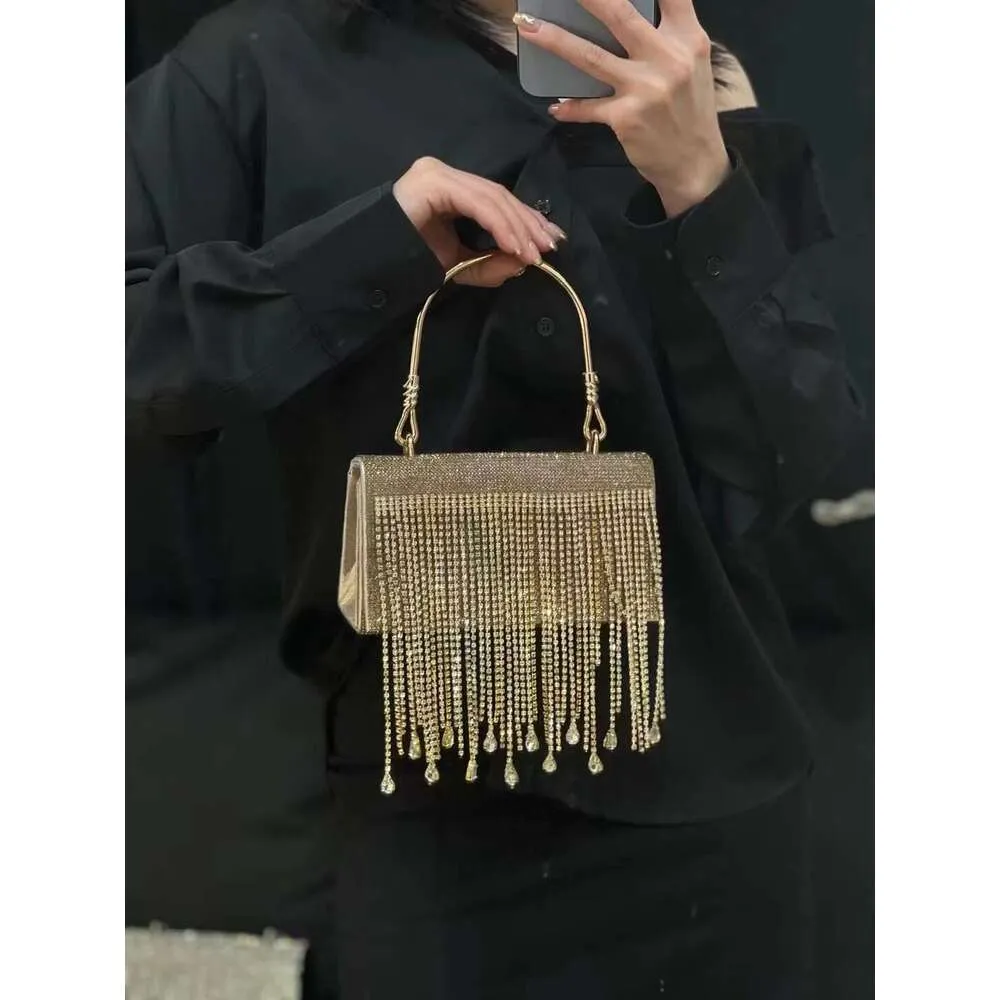Long Tassel Glitter Shiny Rhie Dias Evening Wedding Party Clutch Purse Women Handbag Messenger Bag_voghion.com