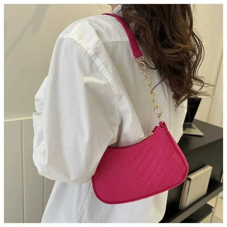 Mini borsa a tracolla da donna alla moda in feltro, design di alta qualità, borsa da ascella, bellissimo portafoglio, borsa a sella a mezzaluna 2024_voghion.com