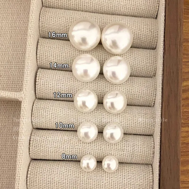 Simple Big Small Pearl Earing Jewelry s Stud Earrings For Women Sier Ear Studs Love Earings Wedding Gifts(NO Letter) 8_voghion.com
