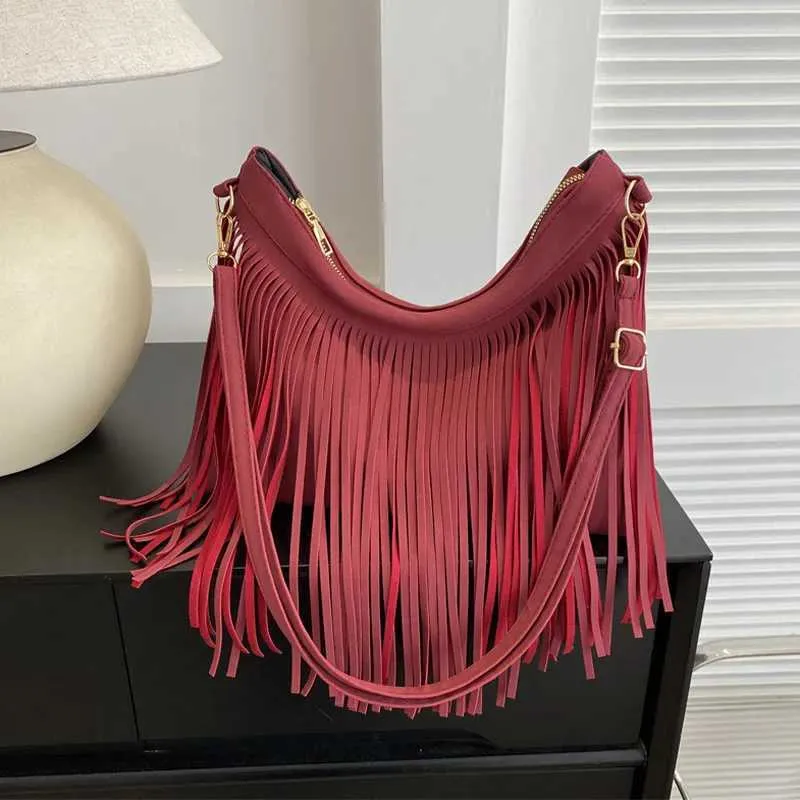 Sacs à bandoulière à pompons vintage pour femmes, grande capacité, sac à bandoulière décontracté à franges pour les voyages en plein air pour dames_voghion.com