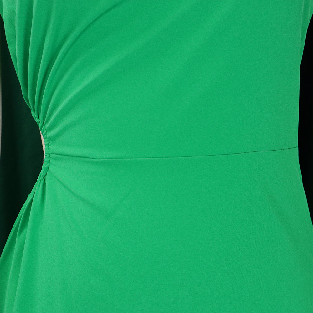 Women's Clothing new one shoulder hollow solid color irregular large size dress_mkmklike.com