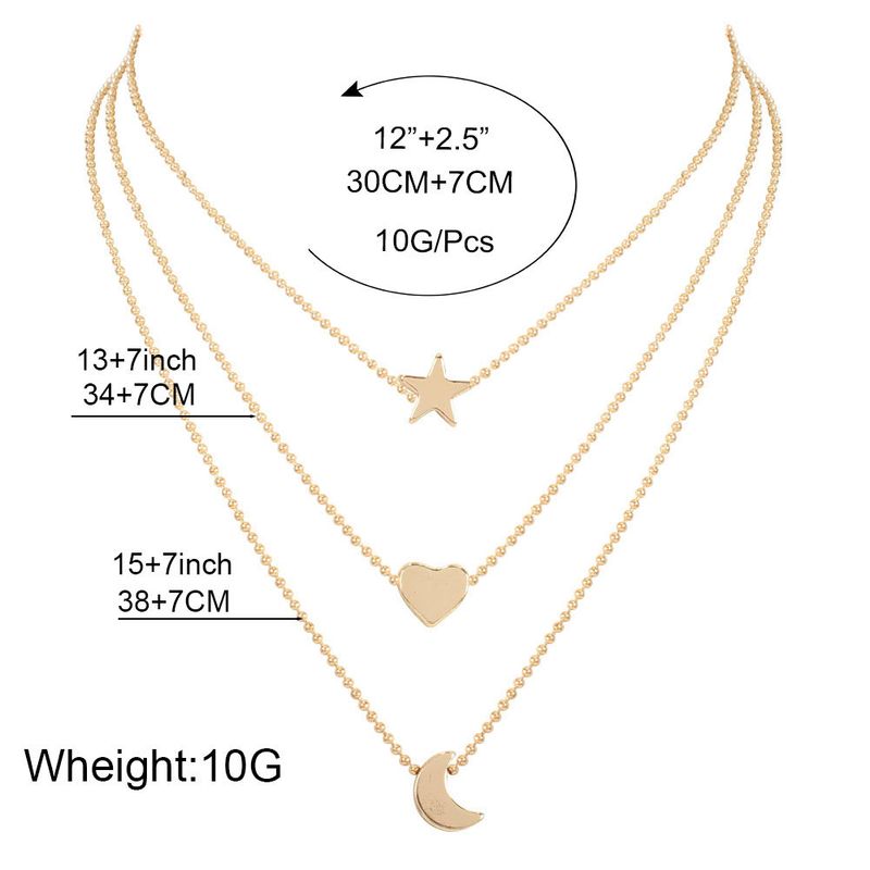 Collana con ciondolo a forma di luna e stella in lega dolce da donna, gioielli di moda_voghion.com
