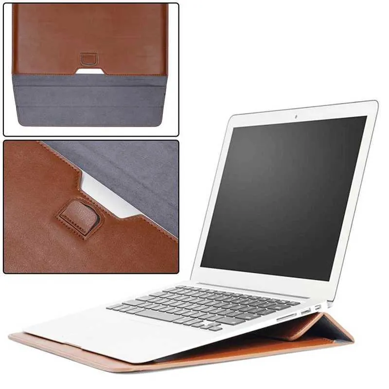 Custodia per laptop a busta, astuccio in pelle di coccodrillo per MacBook Air/Pro 12-15", custodia protettiva con supporto verticale_voghion.com
