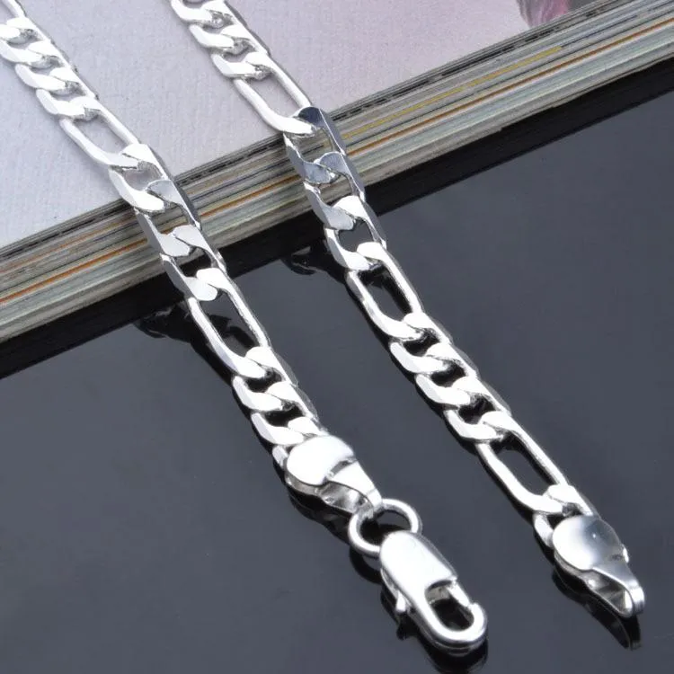 Collana a catena figaro per uomo e donna in argento sterling_voghion.com