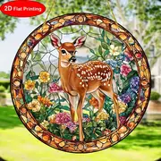 8" Sika Deer Suncatcher - 2D Acrylic Stained Decor. Perfect For Window/living Room/spiritual Spaces. Ideal Nature-themed Gift For Birthdays._voghion.com