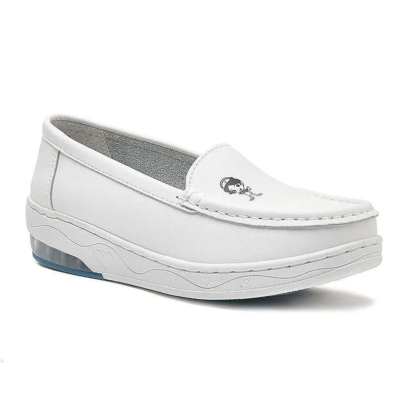 Nurse Soft thick sole Fashion casual flat with small white shoes women's slip-on 456_voghion.com