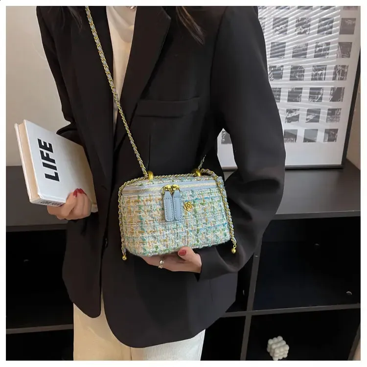 ELLOVADO Mini Dia Pattern Chain Shoulder Square Bag per donna Borse a tracolla alla moda Sac A Main Femme Viola 240725_voghion.com