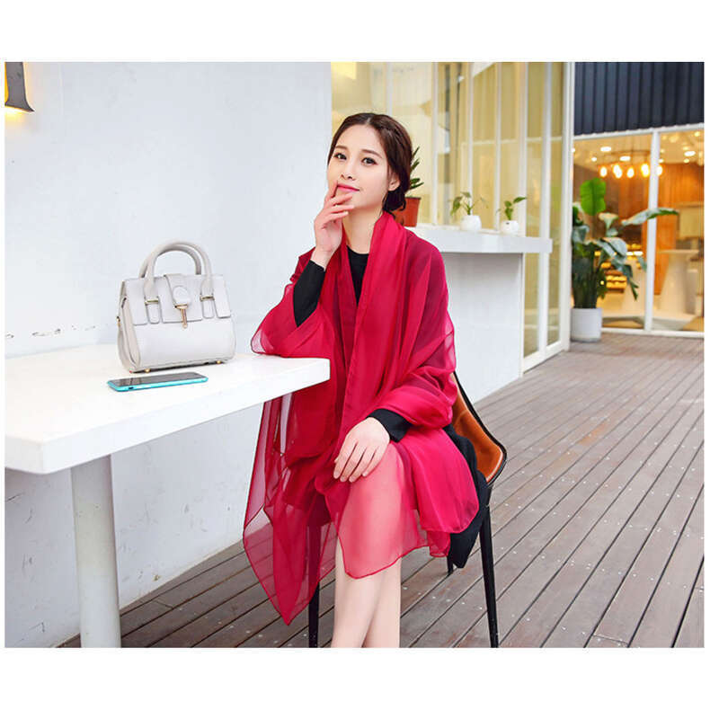 women's New Spring And Summer Sunscreen Large Size Solid Color Chiffon Shawl Beach Scarf_voghion.com