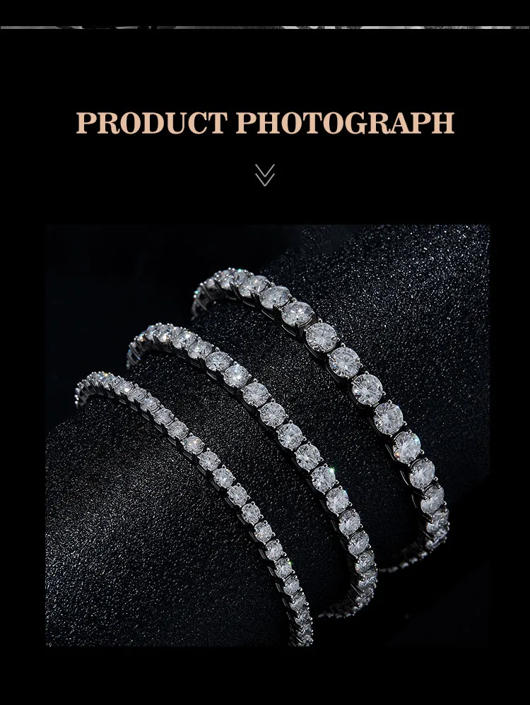 Sterg Sier Moissanit Kette Bracelet Fein Bijouen GRA Zertifikat VVS VS Dia Halskette Hip Hop Stil Tenniskette_voghion.com