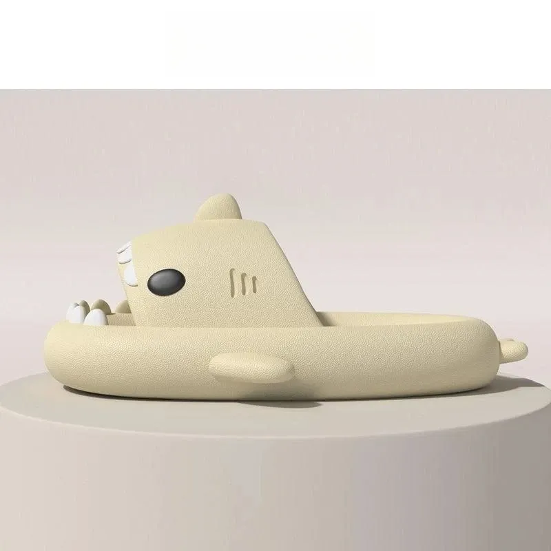 2024 Men Shark Slippers Boy Bathroom Non-Slip Flat Sandals Adults Outdoor Soft Thick Slides Kids Cute Solid Color EVA_voghion.com