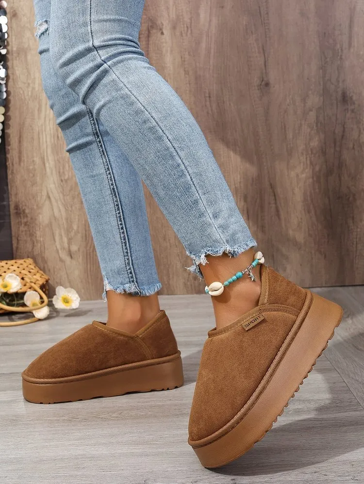 Bottes de neige courtes et élastiques pour femmes, nouvelle collection hiver 2024, en polaire, pour le froid, le chaud et l'épaisseur, semelles souples, chaussures en coton_voghion.com