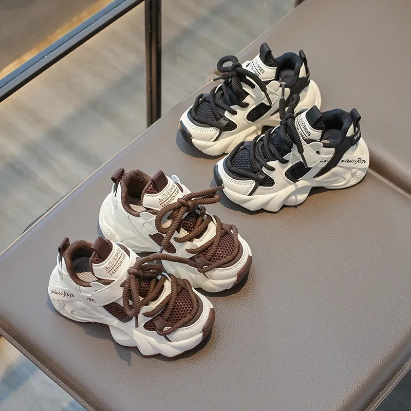 Childrens air mesh childrens casual sports color matching lace breathable boys and girls running shoes anti slip 240912_voghion.com