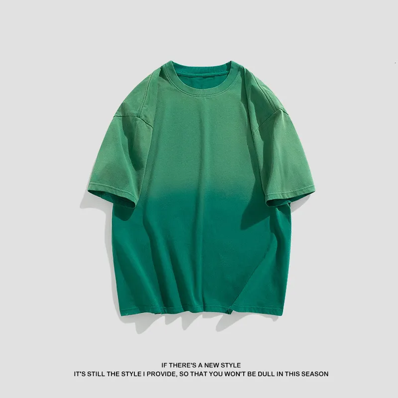 Sommer Herren Einfaches Casual Halbarm Großes Oberteil Farbverlauf Vorne Kurz Hinten Lang Rundhals Kurzarm T-Shirt Für Männer_voghion.com