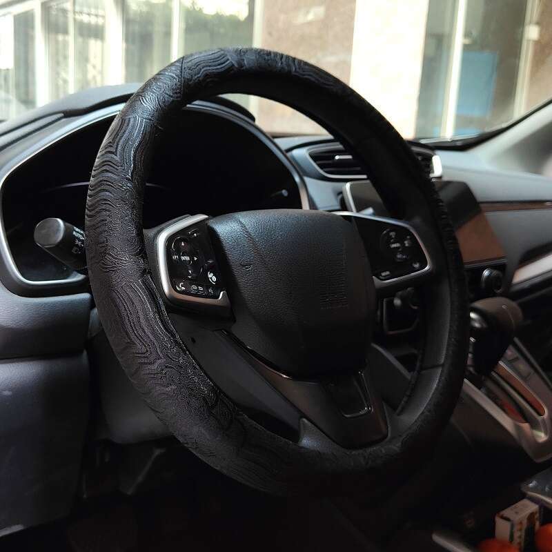 Husă ghidon JDM, țesătură brocată, brodată, neagră, universală, antiderapantă, pentru patru anotimpuri, China-Chic_voghion.com