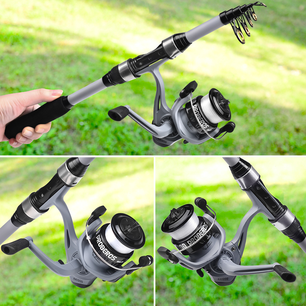 Conjunto de varas de pesca portáteis, varas de arremesso de longa distância, mini varas de pesca, carretilhas de pesca, linhas de pesca, iscas, varas de pesca, conjunto completo de varas de pesca_voghion.com