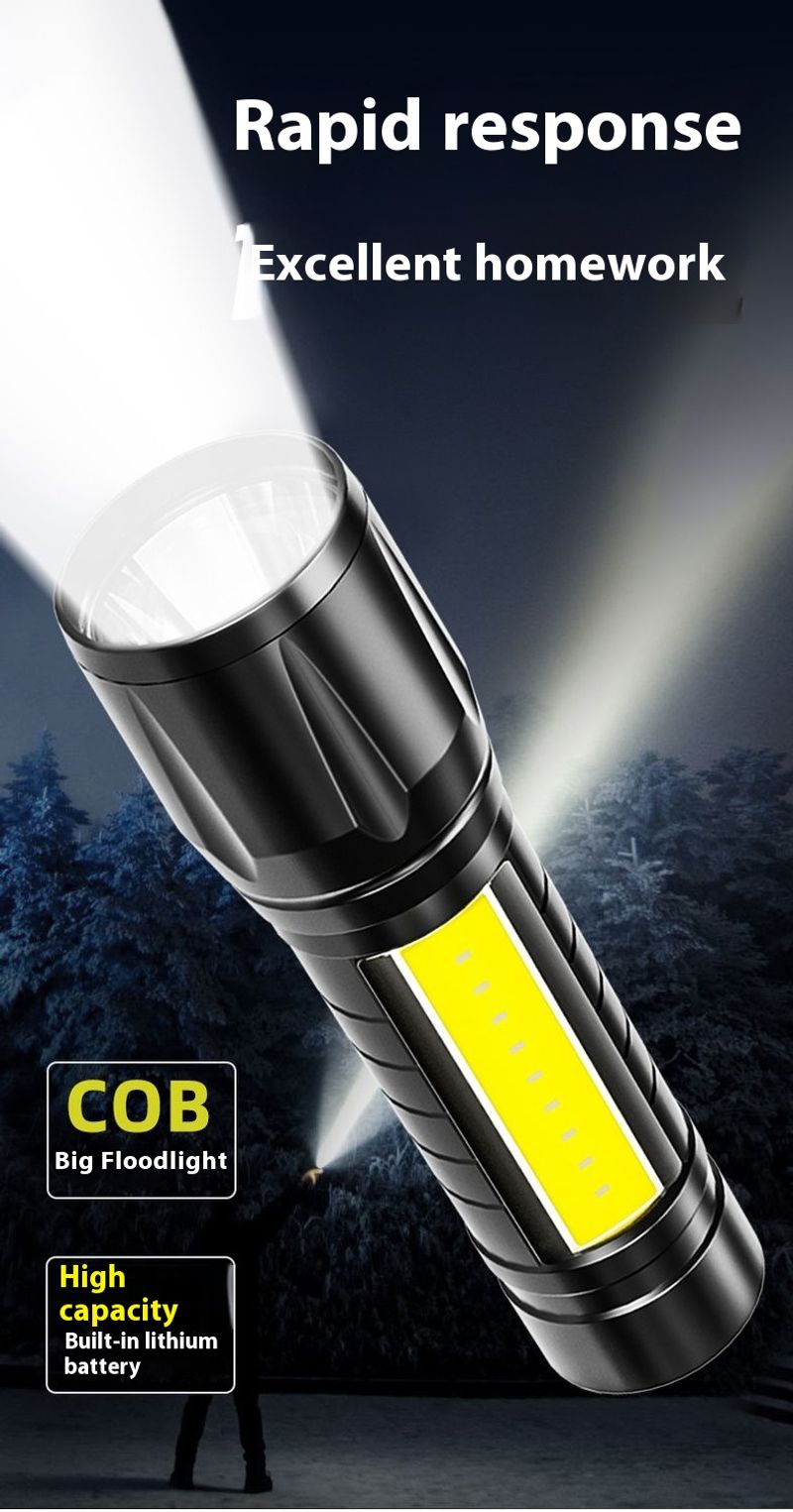 Lanterna, carregamento USB forte, luz de emergência doméstica brilhante para ambientes externos, longo alcance, à prova d'água, mini, estudante_voghion.com