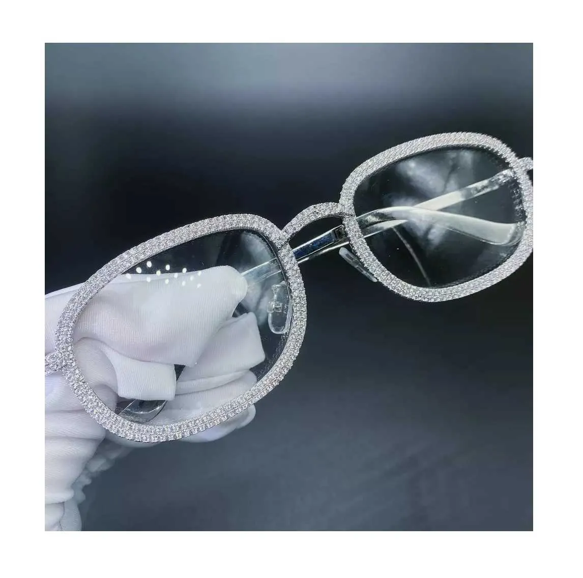 Personalized Iced Out Glasses 10K Soild Gold Natural Real Lab Moissanite Diamonds Sunglasses_voghion.com