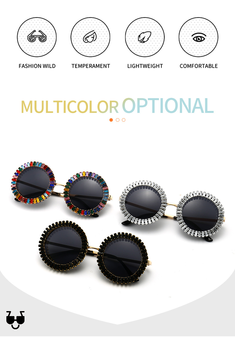 Brand Designer Round Diamond Sunglasses Women Fashion Vintage Party Travel Steampunk Sun Glasses Sexy Ladies Shades_voghion.com