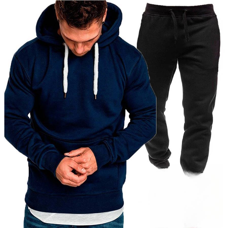Men's Clothing sweatshirt hooded sports casual jacket men's solid color sweatshirt suit