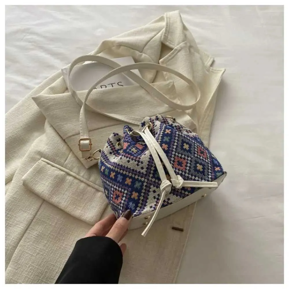 Fashion en Fabric Bucket ral Ethnic Style Crossbody Bag Handbag WomenC241021_voghion.com