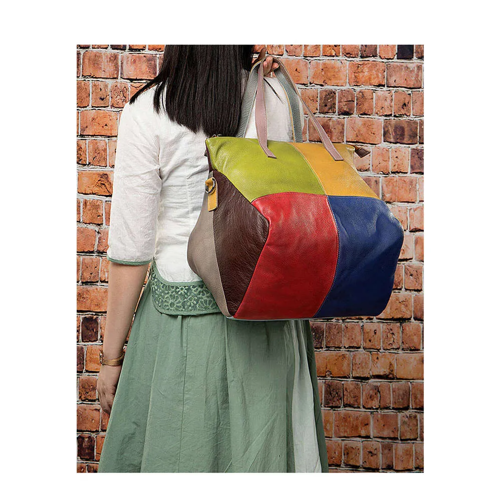 Oversized Tote Bag Genuine Leather Shoulder Bag Vintage Handbag_voghion.com